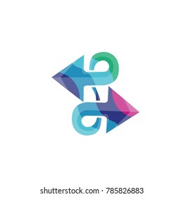 The left and right Arrows Logo Template . colorful symbol