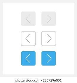 Left and right arrows UI elements kit. Page move isolated vector components. Flat navigation menus and interface buttons template. Light theme web design widget collection for mobile application