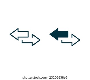 Left right arrows vector icon. Transfer arrows icon. 2 side arrow icon