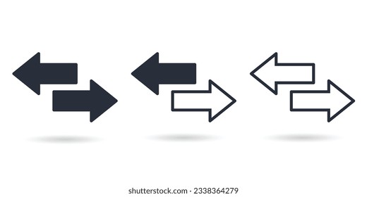 Left right arrows vector icon set. Transfer arrows icon set. Two side arrow icon