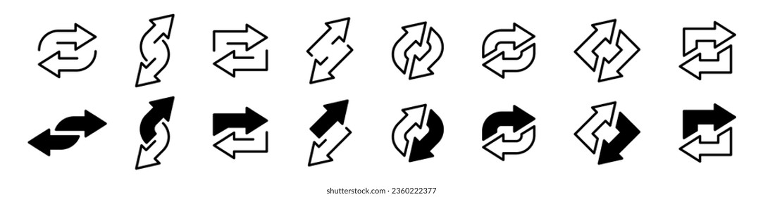 Left right arrows vector icon. Exchange vector icons. Transfer arrows. Inrease and decrease line arrows. EPS 10