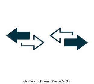 Left right arrows vector icon. Transfer arrows icon. 2 side arrow icon