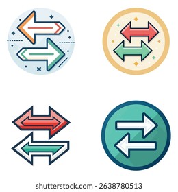 left right arrows vector icon transfer arrows icon set