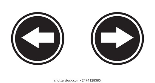 Left right or back next icon button vector illustration.  Next and previous buttons on white background.