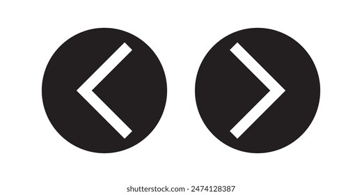Left right or back next icon button vector illustration.  Next and previous buttons on white background.