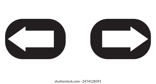 Left right or back next icon button vector illustration.  Next and previous buttons on white background.