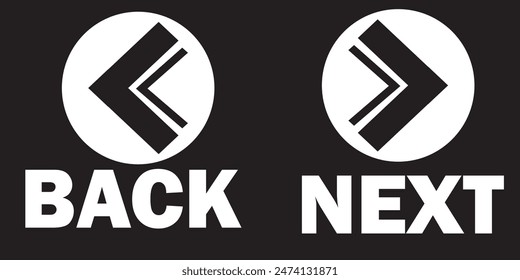 Left right or back next icon button vector illustration.  Next and previous buttons on white background.