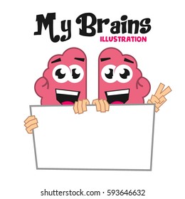 Left and Right brain activity. Brain cartoon character