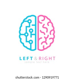 Left And Right Brain Difference Circuit Vector Icon Illustration Isolated On White Background