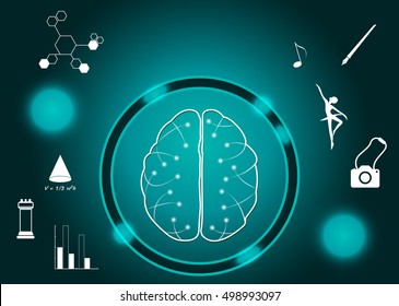 Left and right brain, drawing by hand vector and digital illustration created without reference image.