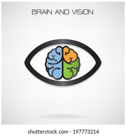 left and right brain and eye symbol ,design for poster flyer cover brochure,vision concept,education concept ,business idea .vector illustration