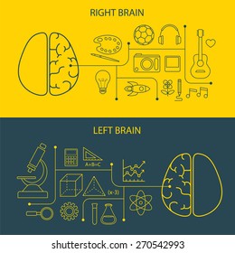 left and right brain functions concept