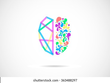 Left and right brain functions concept, analytical vs creativity