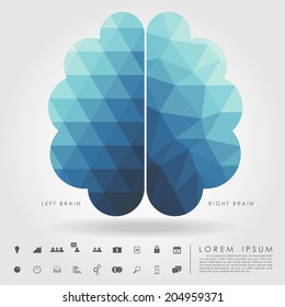left and right brain on concept pattern and free form geometry vector