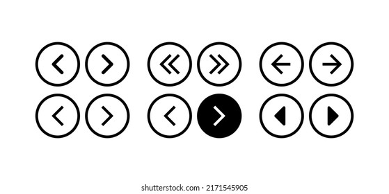 left and right button isolated vector. slider buttons arrow left right 
