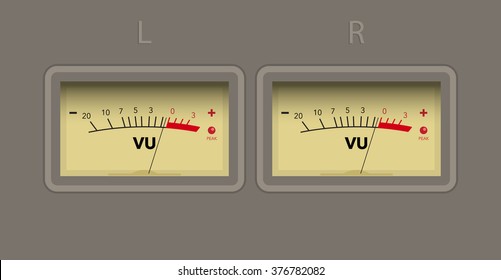 Left And Right Channel Volume Unit Meter. Vector