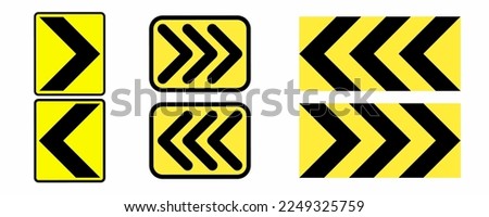 left right Chevron traffic sign set isolated on white background