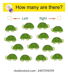 Left or Right. Count how many turtles are turned left and how many are turned right. 