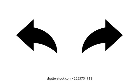 Left and right curve arrow icon. Backward and forward sign symbol