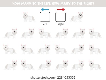 Left or right with cute arctic fox. Educational game to learn left and right.