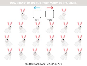 Left or right with cute arctic hare. Educational game to learn left and right.