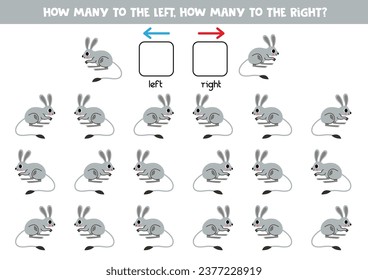 Left or right with cute cartoon jerboa. Educational game to learn left and right.