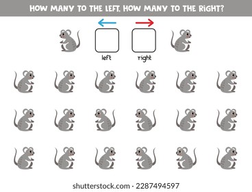 Left or right with cute cartoon mouse. Educational game to learn left and right.