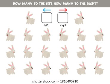 Left or right with cute cartoon rabbit. Educational game to learn left and right.