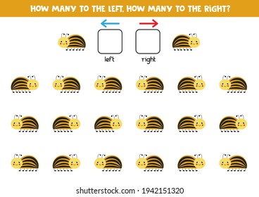 Left or right with cute Colorado bug. Educational game to learn left and right.