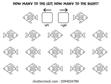 Left or right with cute fish. Educational game to learn left and right.