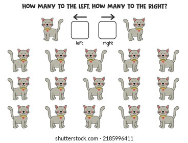 Left or right with cute gray cat. Educational game to learn left and right.