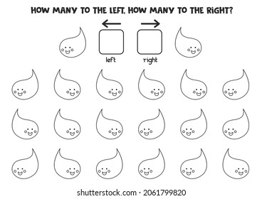 Left or right with cute Halloween ghost. Educational game to learn left and right.