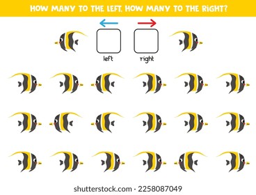 Left or right with cute Moorish idol. Educational game to learn left and right.