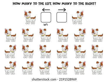 Left or right with cute puppy. Educational game to learn left and right.