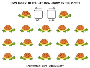 Left or right with cute turtle. Educational game to learn left and right.