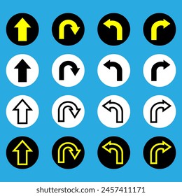 Left and right direction arrow icon, one way only, U Turn sign symbol.