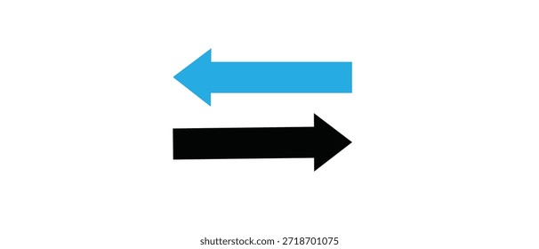 Left and right direction arrows in blue and black vector