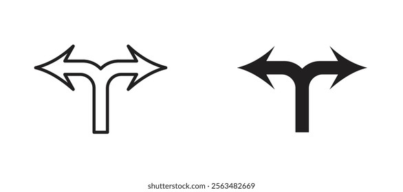 Left right direction icons in outline and fill. vector illustration for ui.