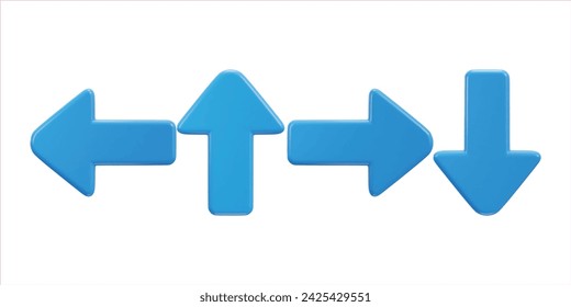 left right Up and down arrow icon on 3d rendering vector illustration set