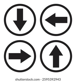 Left right up down arrow navigation direction flat icon isolated on white background.