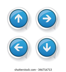 Left Right Up Down arrows blue buttons