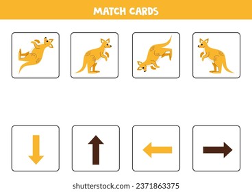 Left, right, up or down. Spatial orientation with cute kangaroo.