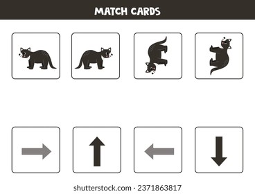 Left, right, up or down. Spatial orientation with cute tasmanian devil.
