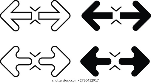 Izquierda y Derecha Expandir Contraer Icono de Navegación de Flecha Conjunto de Menú de Sitio web y Vector de Interfaz Móvil