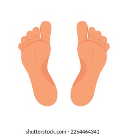 Left and right foot soles illustration for footwear, shoe concepts, medical, health, massage, spa, acupuncture centers etc. Realistic cartoon style, colored with skin tones. Vector isolated on white. 