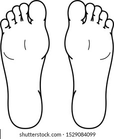 Left and right foot soles. Vector outline icon.