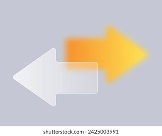 Left right glass and blurred arrows on gray background. Vector elements
