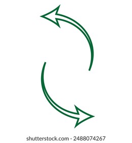 Left right green, red curved arrows. Two horizontal direction symbols. Isolated on a white background. vector design eps 10