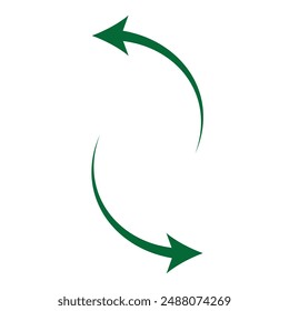 Left right green, red curved arrows. Two horizontal direction symbols. Isolated on a white background. vector design eps 10