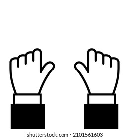 Left and right hands icon cursor isolated on white